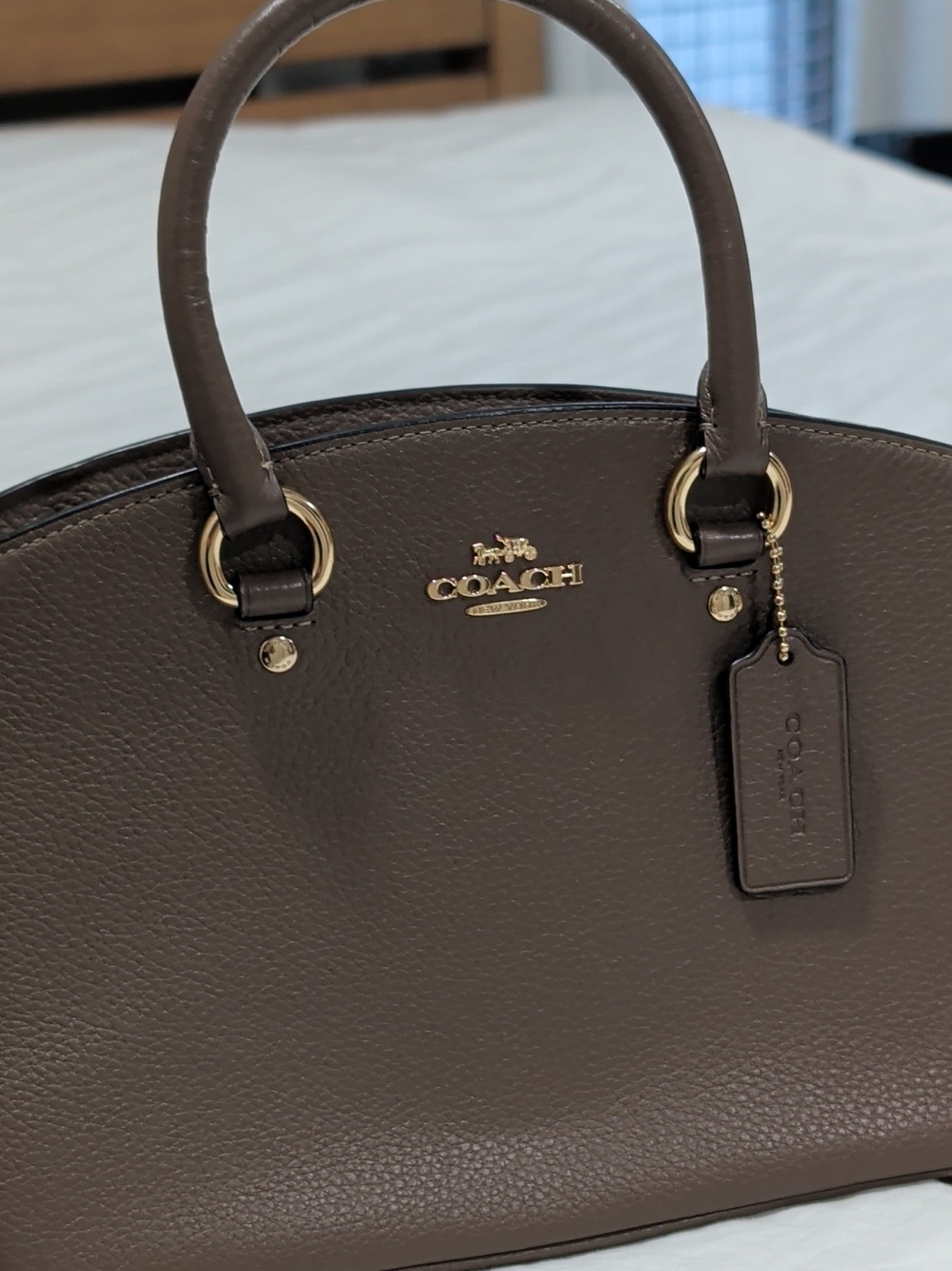 Coach Brown Pebbled Leather Dome Satchel with Gold Hardware